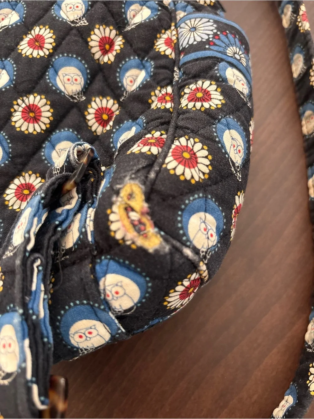 Vera Bradley Owl Black Quilted Floral & Medallion Backpack
